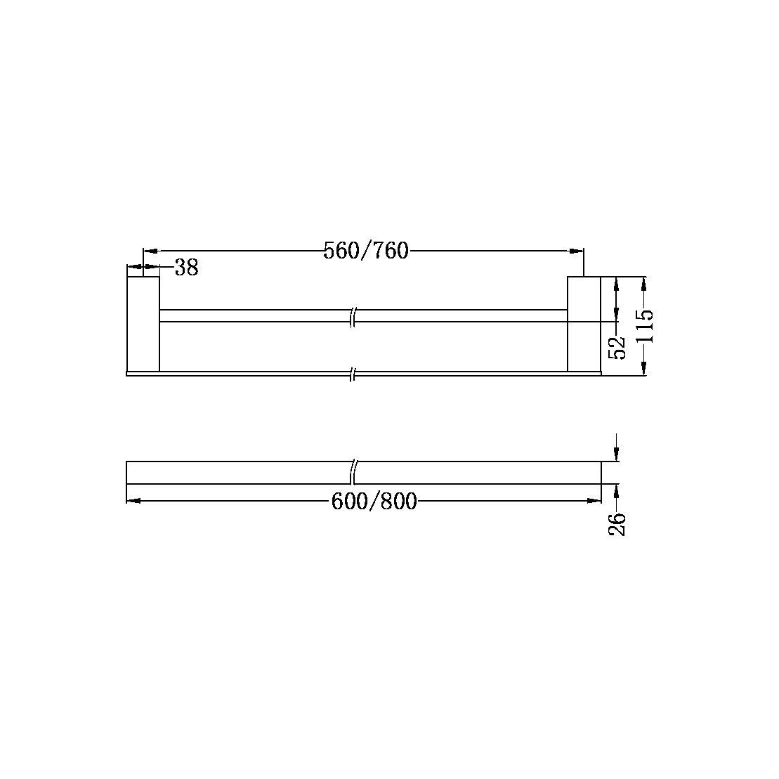Nero Celia Double Towel Rail - Chrome