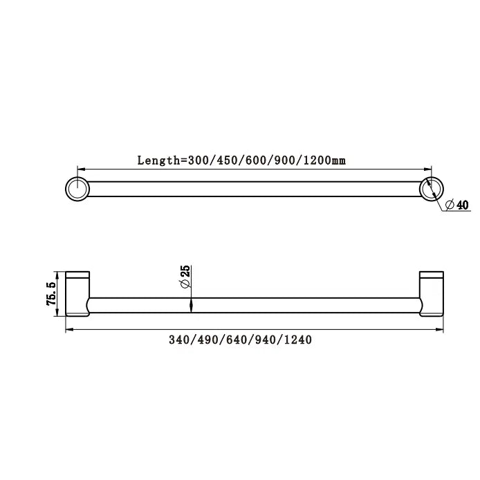 Nero Mecca Care 25mm Grab Rail - Brushed Bronze