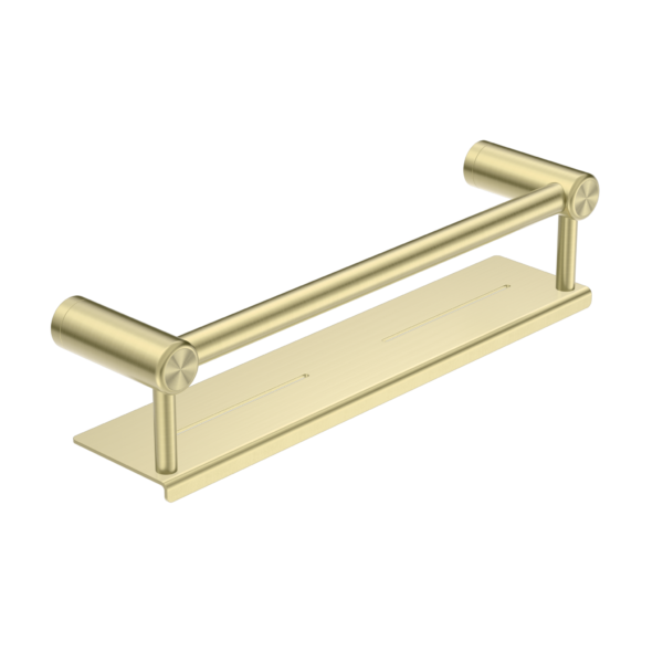Nero Mecca Care 25mm Grab Rail with Shelf - Brushed Gold