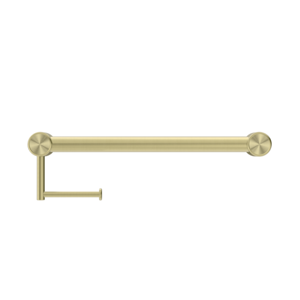 Nero NRCR3218ABG Mecca Care 32mm Grab Rail with Toilet Roll Holder - Brushed Gold