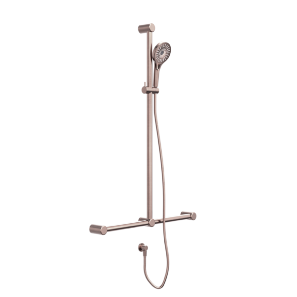Nero NRCS006BZ Mecca Care 32mm T Bar Grab Rail and Adjustable Shower Set - Brushed Bronze