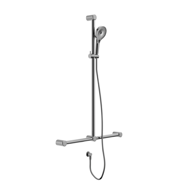 Nero NRCS006CH Mecca Care 32mm T Bar Grab Rail and Adjustable Shower Set - Chrome