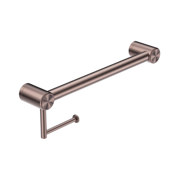 Nero NRCR3218ABZ Mecca Care 32mm Grab Rail with Toilet Roll Holder - Brushed Bronze