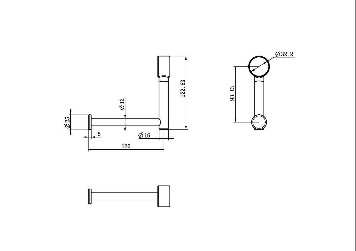 Nero NRCR3286TBG Mecca Care Add On Toilet Roll Holder - Brushed Gold