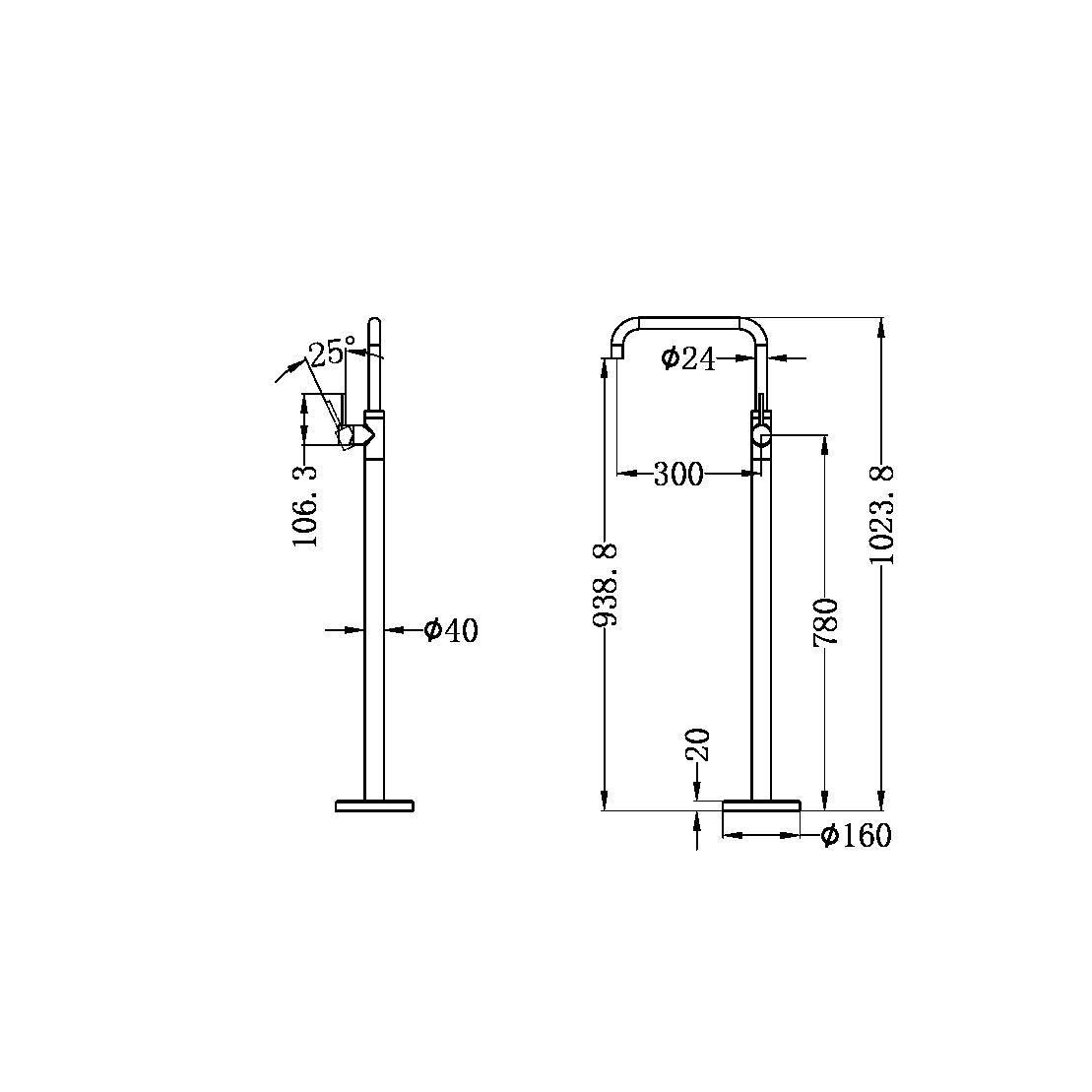 Nero NR221903BMB Mecca Freestanding Bath Mixer Square Shape - Matte Black