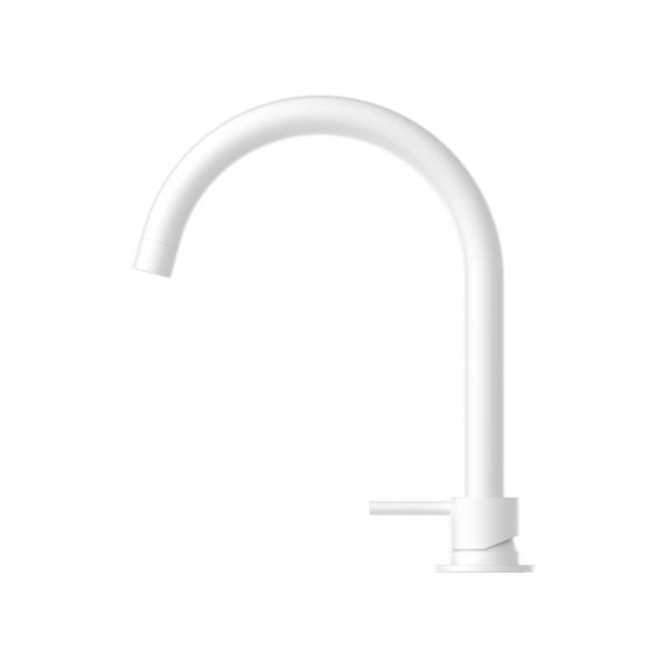 Nero NR221901bMW Mecca Hob Basin Mixer with Round Swivel Spout - Matte White