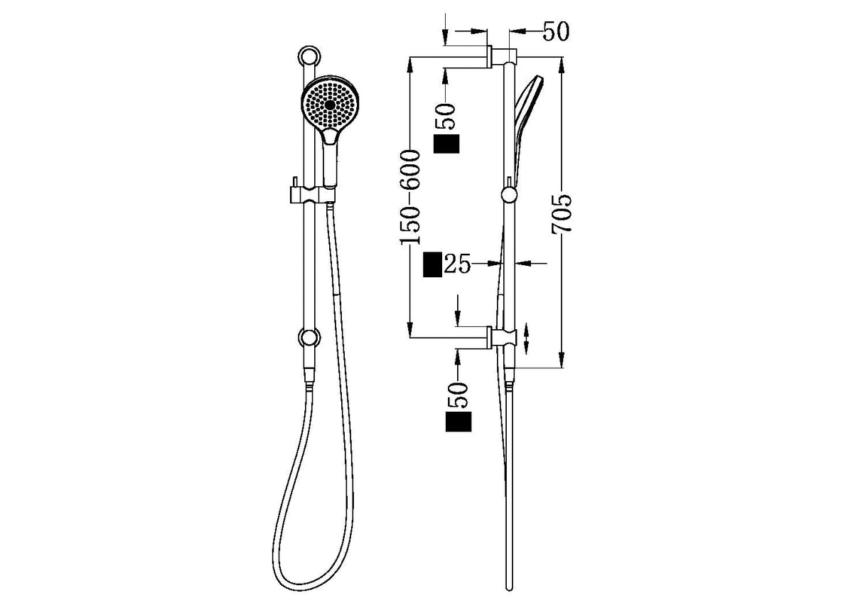 Nero NR221905GBG Mecca Rail Shower with Air Shower II - Brushed Gold