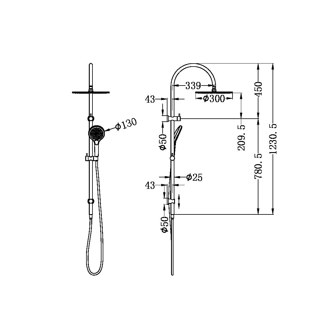 Nero NR221905HBN Mecca Twin Shower with Air Shower II - Brushed Nickel