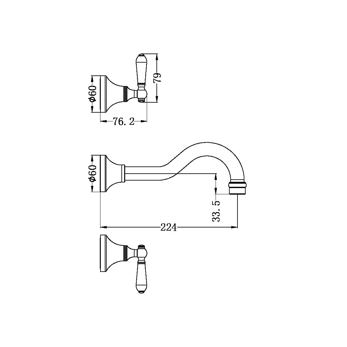 Nero York Wall Basin Set - Aged Brass