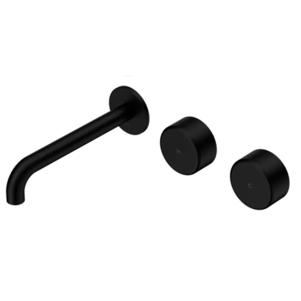 Nero Serenity Wall Basin Set 160mm Offset Spout w/ Metal Handle Matte Black 24D058MB