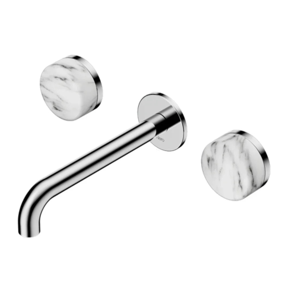 Nero Serenity Wall Basin Set 160mm Spout w/ Arabescato Corchia Handle Chrome 24D038CH