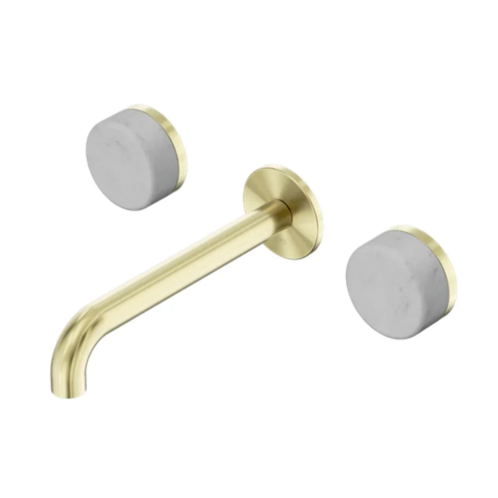 Nero Serenity Wall Basin Set 185mm Spout w/ Carrara Handle Brushed Gold 24D041BG