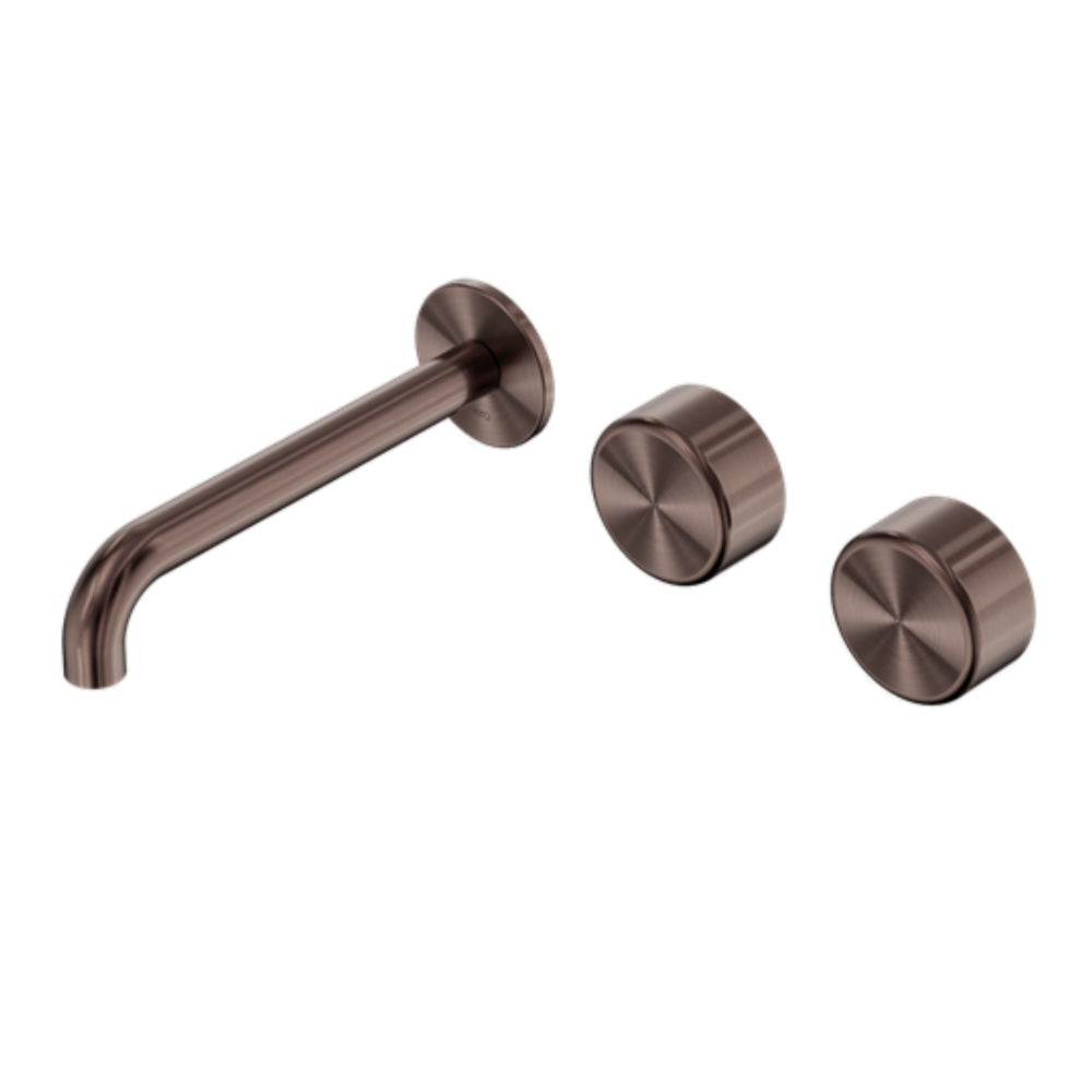 Nero Serenity Wall Basin Set 220mm Offset Spout w/ Metal Handle Brushed Bronze 24D070BZ