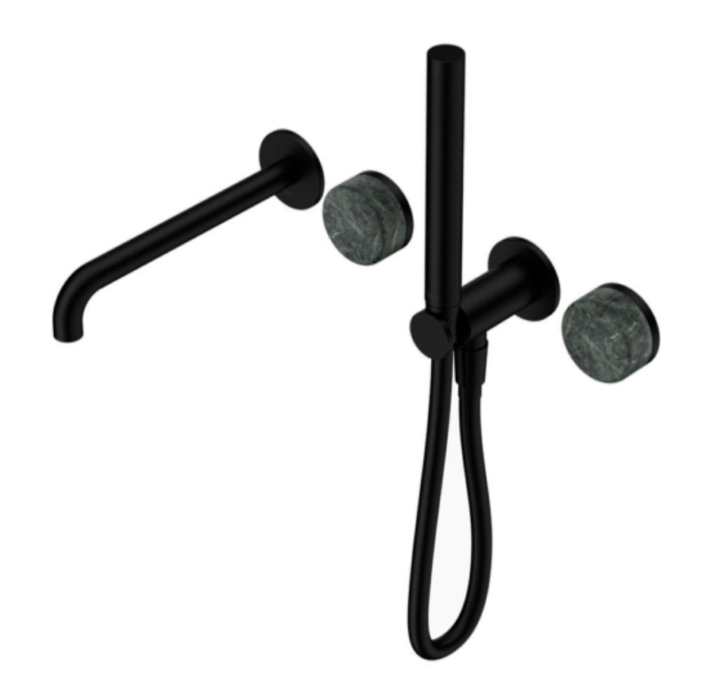 Nero Serenity Progressive Shower System w/ Spout w/ Verde Alpi Handle And Slim Shower Matte Black 24E008MB