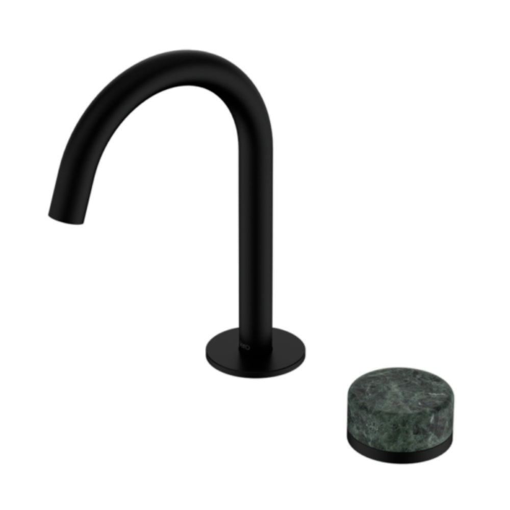Nero Serenity Progressive Basin Mixer Arc Spout w/ Verde Alpi Handle Matte Black 24E032MB