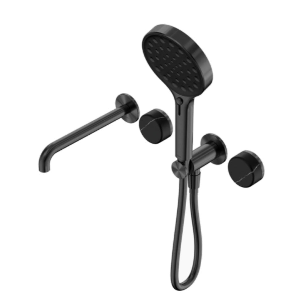 Nero Serenity Progressive Shower System w/ Spout w/ Marquina Black Handle And Serenity Hand Shower Gunmetal 24E130GM
