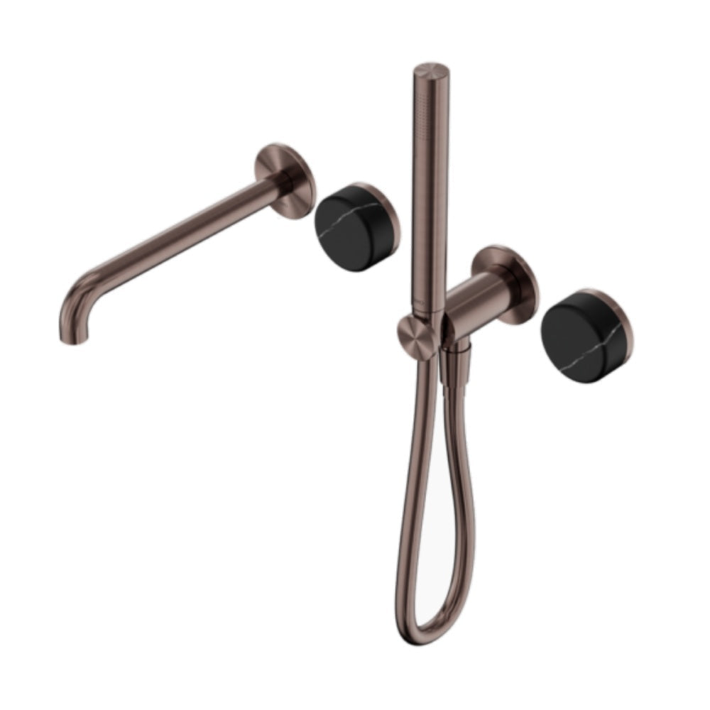 Nero Serenity Progressive Shower System w/ Spout w/ Marquina Black Handle And Slim Shower Brushed Bronze 24E129BZ