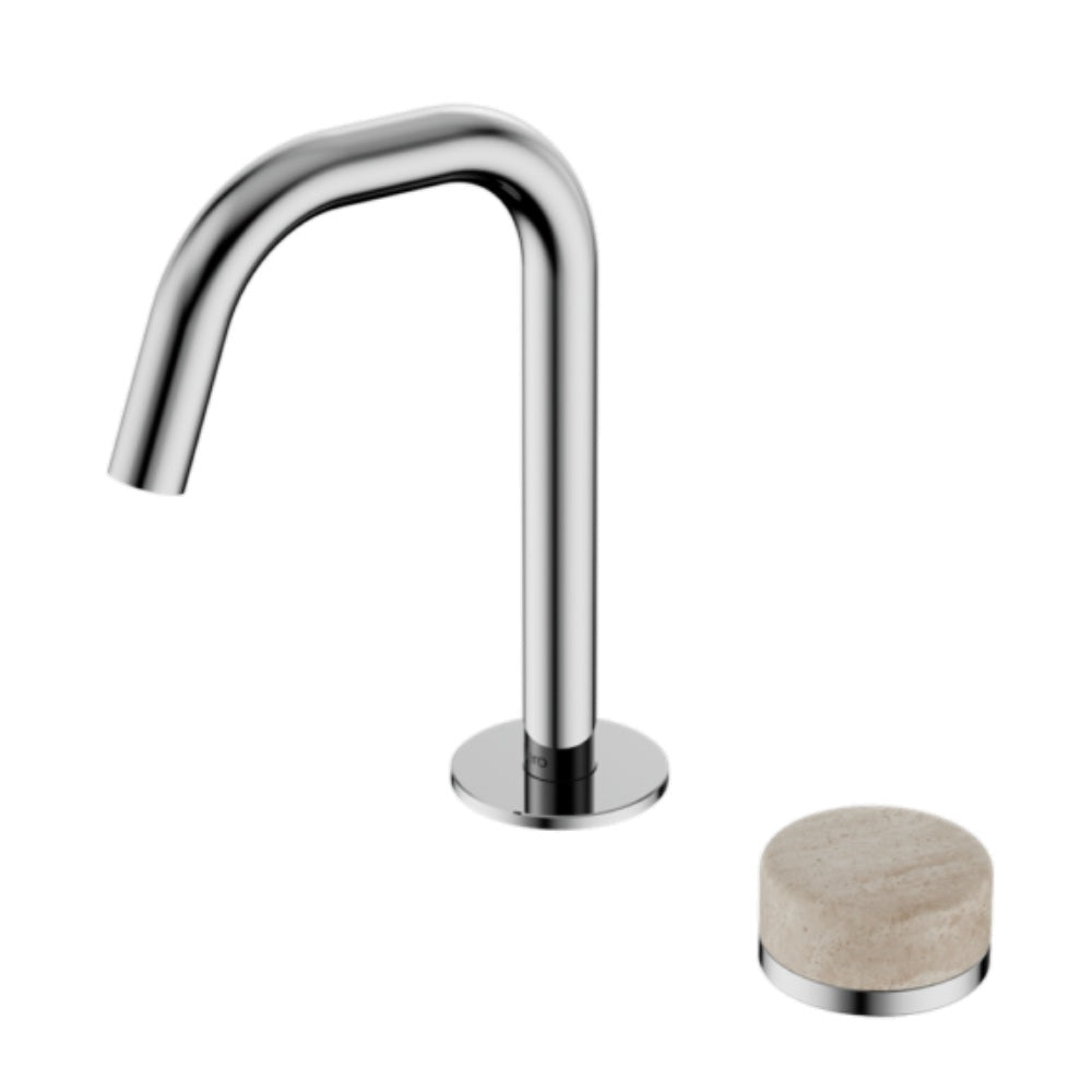Nero Serenity Progressive Basin Mixer Edge Spout w/ Rome Travertine Handle Chrome 24E045CH