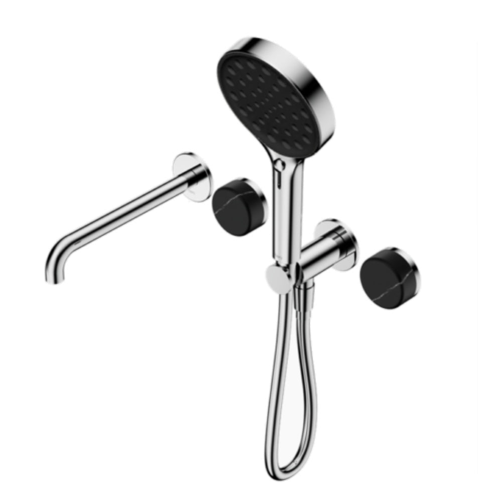 Nero Serenity Progressive Shower System w/ Spout w/ Marquina Black Handle And Serenity Hand Shower Chrome 24E130CH