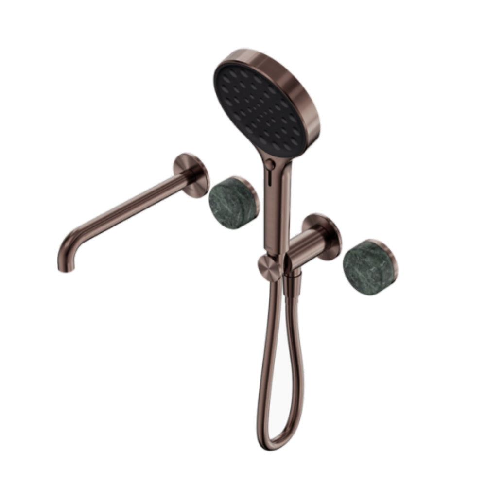 Nero Serenity Progressive Shower System w/ Spout w/ Verde Alpi Handle And Serenity Hand Shower Brushed Bronze 24E014BZ