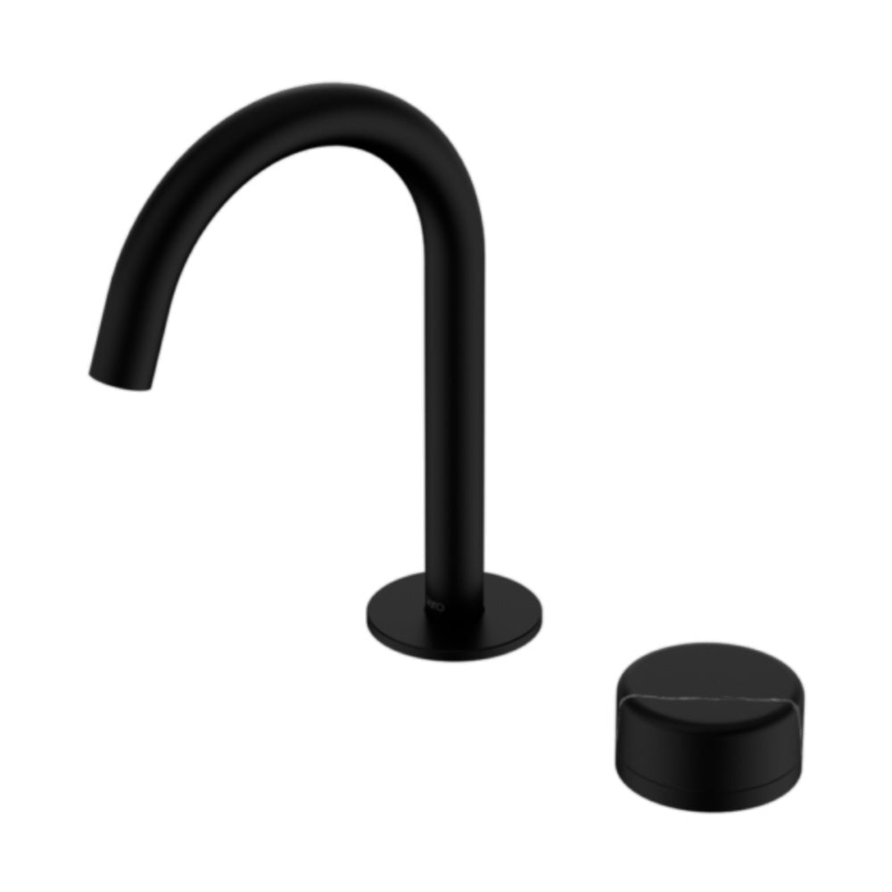Nero Serenity Progressive Basin Mixer Arc Spout w/ Marquina Black Handle Matte Black 24E133MB