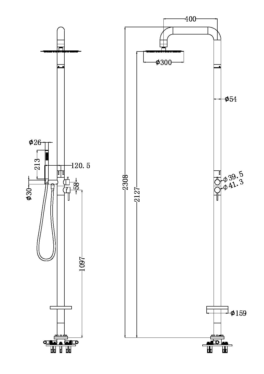 Nero NR162205ABG ZEN SS316L Outdoor Freestanding Shower Column - Brushed Gold