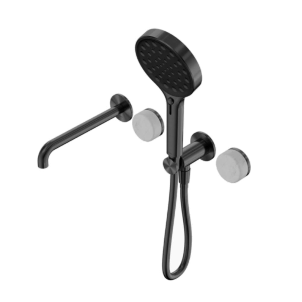 Nero Serenity Progressive Shower System w/ Spout w/ Carrara Handle And Serenity Hand Shower Gunmetal 24E013GM