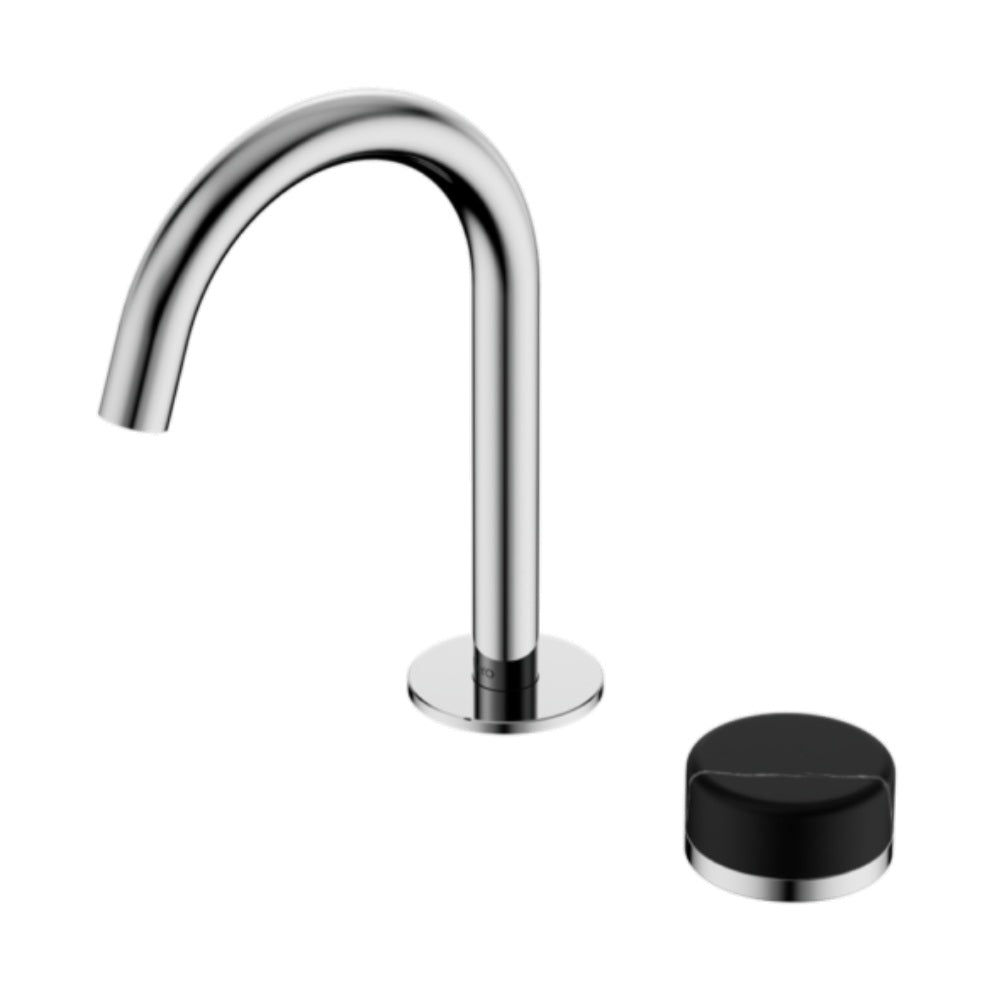 Nero Serenity Progressive Basin Mixer Arc Spout w/ Marquina Black Handle Chrome 24E133CH