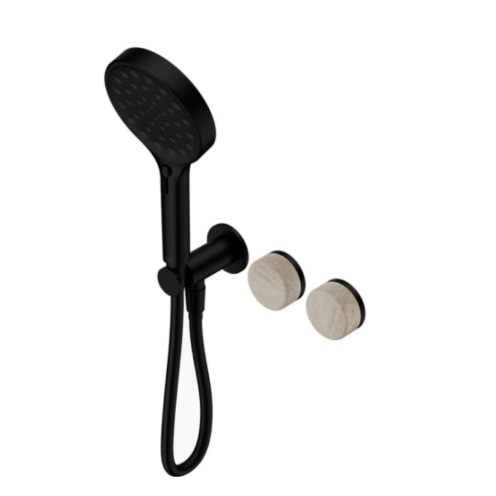 Nero Serenity Progressive Shower System w/ Rome Travertine Handle And Serenity Hand Shower Matte Black 24E027MB