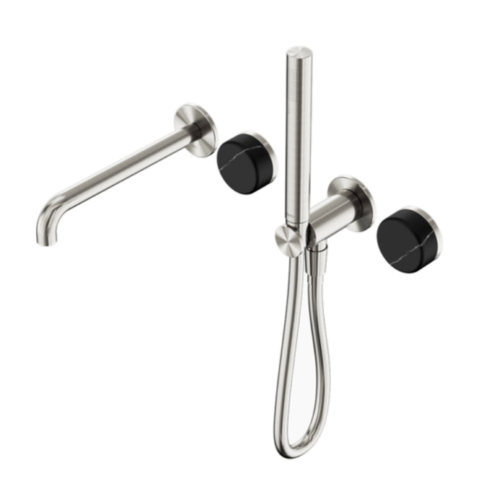 Nero Serenity Progressive Shower System w/ Spout w/ Marquina Black Handle And Slim Shower Brushed Nickel 24E129BN