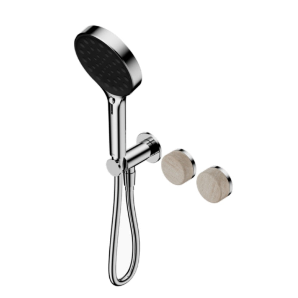Nero Serenity Progressive Shower System w/ Rome Travertine Handle And Serenity Hand Shower Chrome 24E027CH