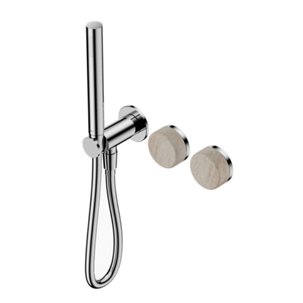 Nero Serenity Progressive Shower System w/ Rome Travertine Handle And Slim Shower Chrome 24E021CH