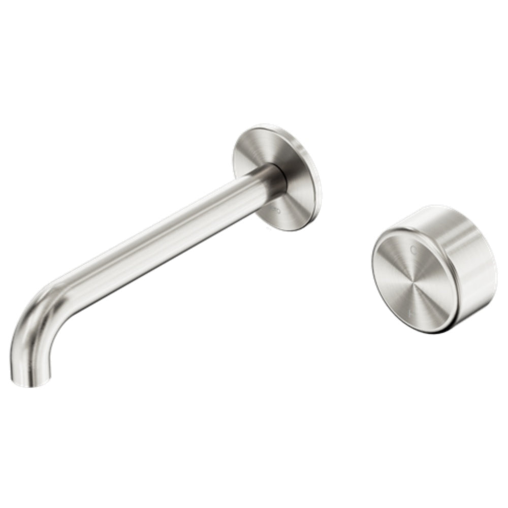 Nero Serenity Progressive Wall Basin Mixer 185mm Spout w/ Metal Handle Brushed Nickel 24E072BN