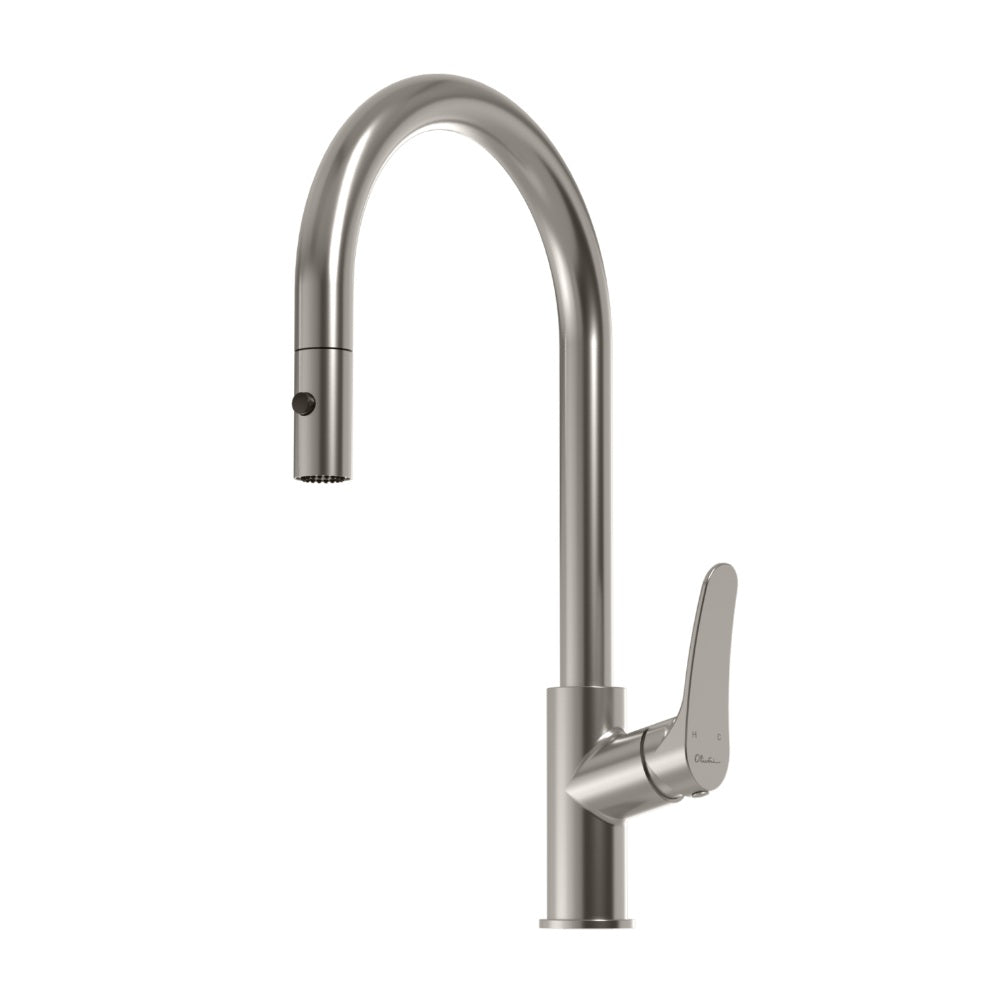 Oliveri Verona Pullout Gooseneck Sink Mixer, Brushed Nickel, VA306502BN-P