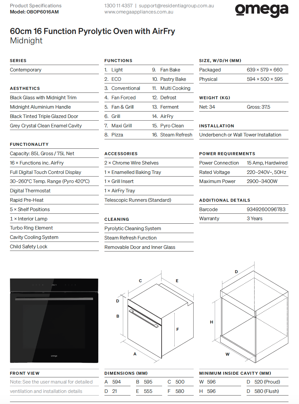 Omega Appliances OI02 60cm Induction Package