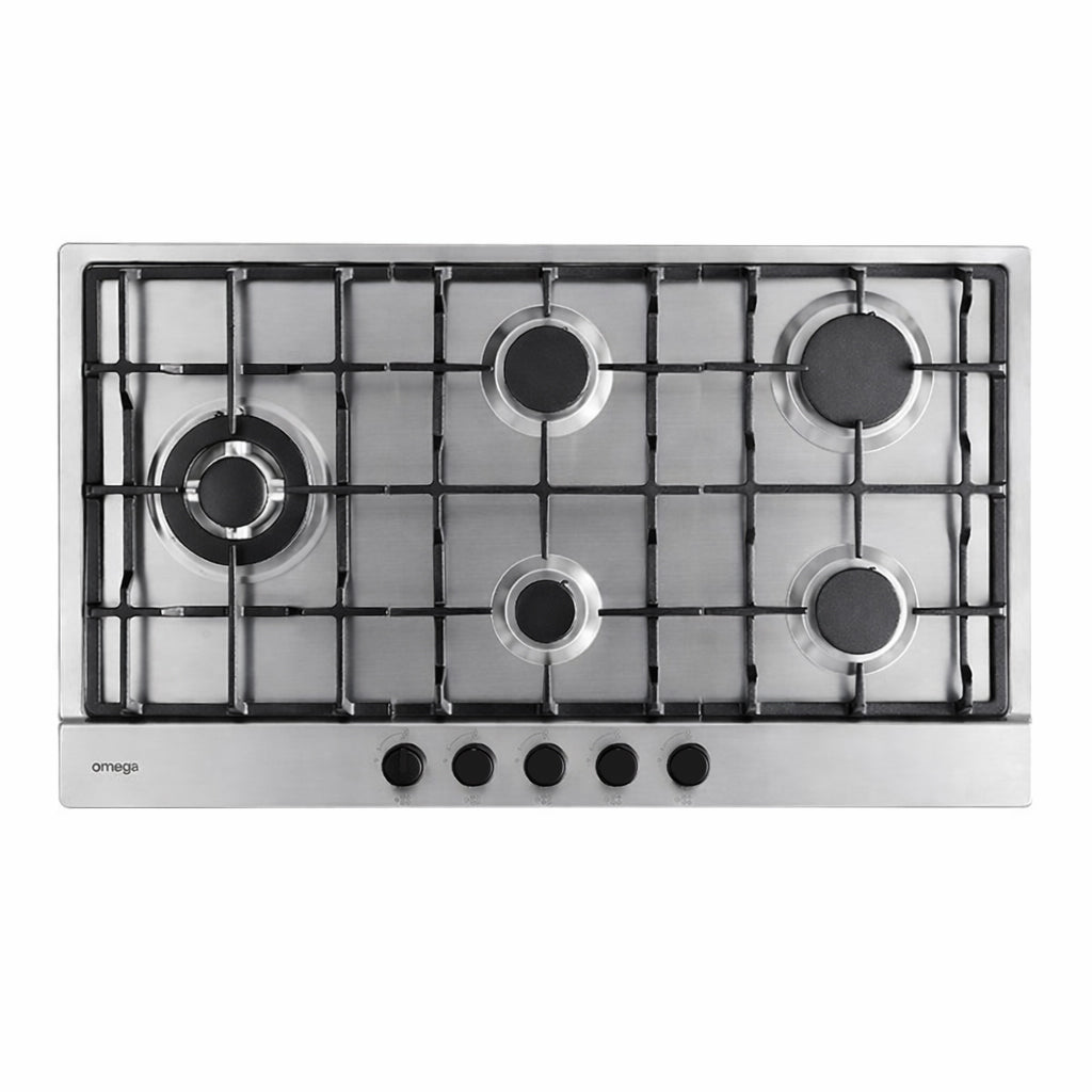 Omega OCG95XTGGBCOM 90cm Stainless Steel Gas Cooktop