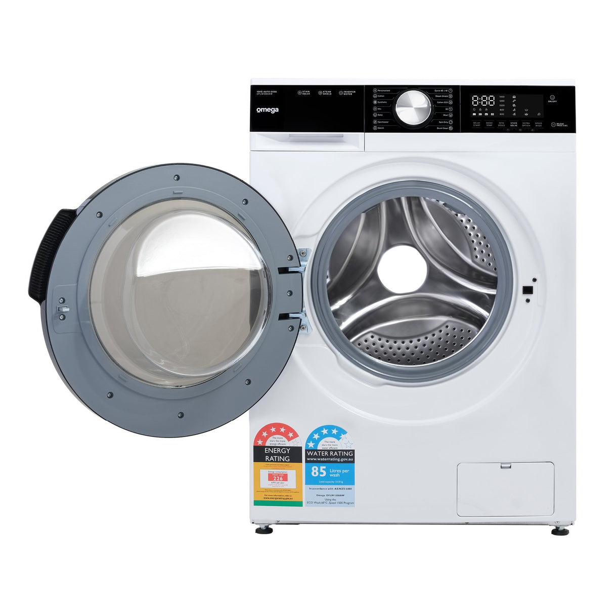 Omega OFLW1000AW 10kg Auto Dose Front Load Washing Machine - Seconds Discount