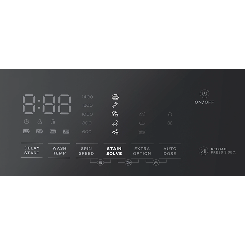 Omega OFLW900AM 9kg Auto Dose Front Load Washing Machine, Black Finish