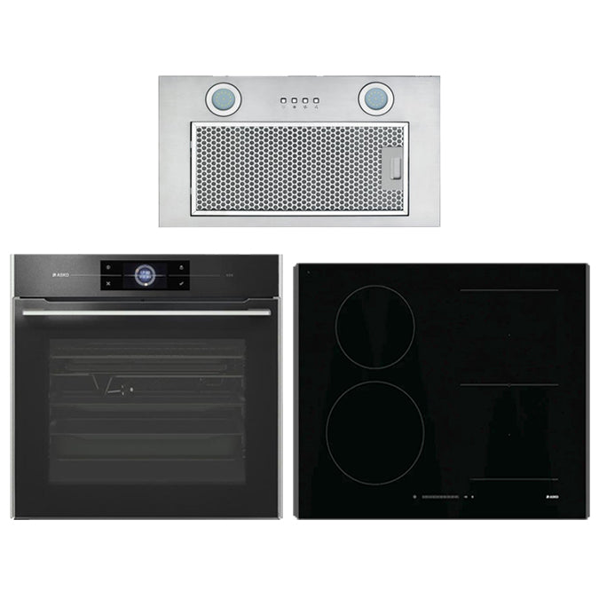 ASKO AO10 Bundle OP8678G 60cm Elements Pyrolytic Oven, HI1621G 60cm Induction Cooktop & Undermount Rangehood - Factory Seconds