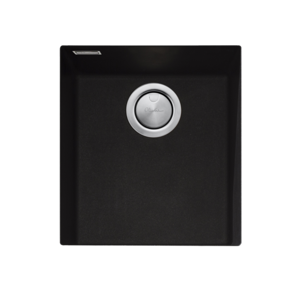 Oliveri Santorini Standard Bowl Sink, Undermount, 338x398mm, with Overflow, Matte Black, ST-MB1530U OF
