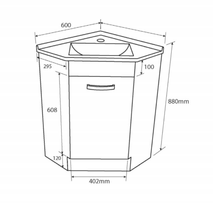 Fienza Corner 600 Pc6060 White Vanity Unit - Special Order Units