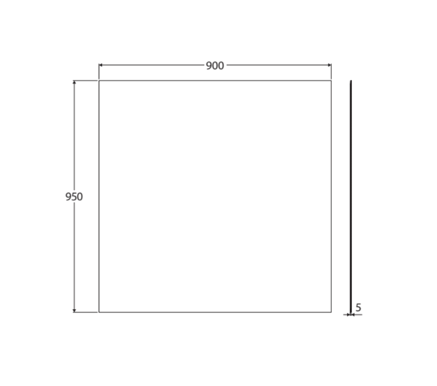 Fienza PEM-9095 Pencil Edge Rectangular Mirror, 900 x 950mm
