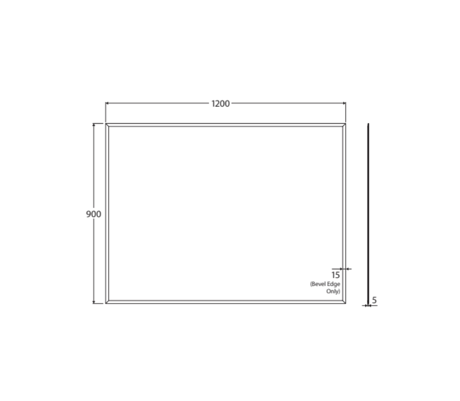 Fienza PEM12090G Pencil Edge Rectangular Glue-On Mirror, 1200 x 900mm