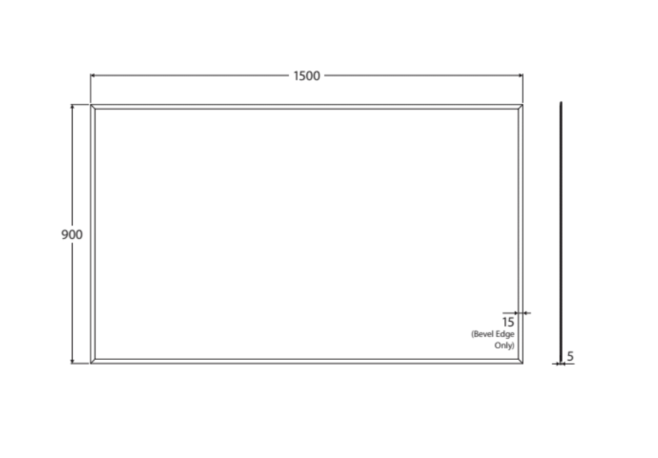 Fienza PEM15090G Pencil Edge Rectangular Glue-On Mirror, 1500 x 900mm