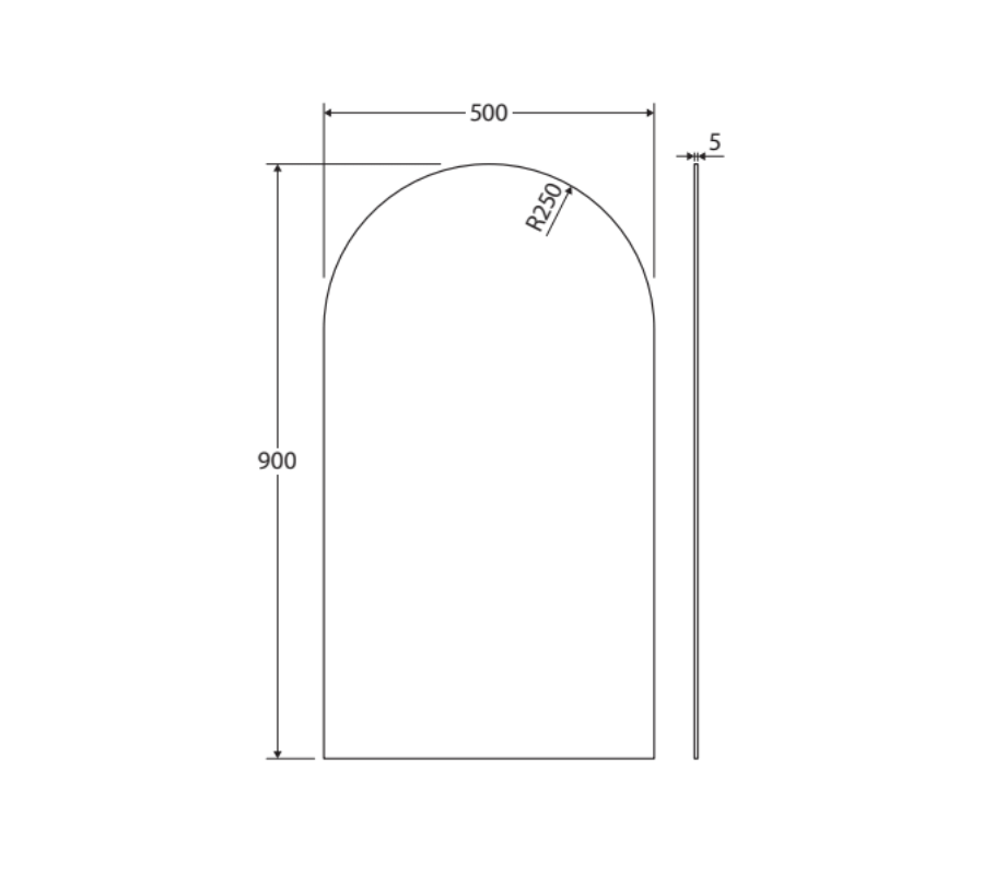 Fienza PEM500A Arch Mirror, 500 x 900mm