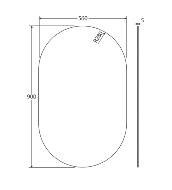 Fienza PEM560P Pill Mirror, 560 x 900mm