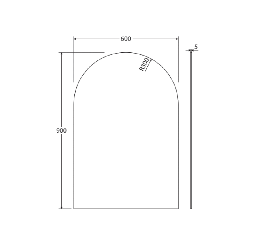 Fienza PEM600A Arch Mirror, 600 x 900mm