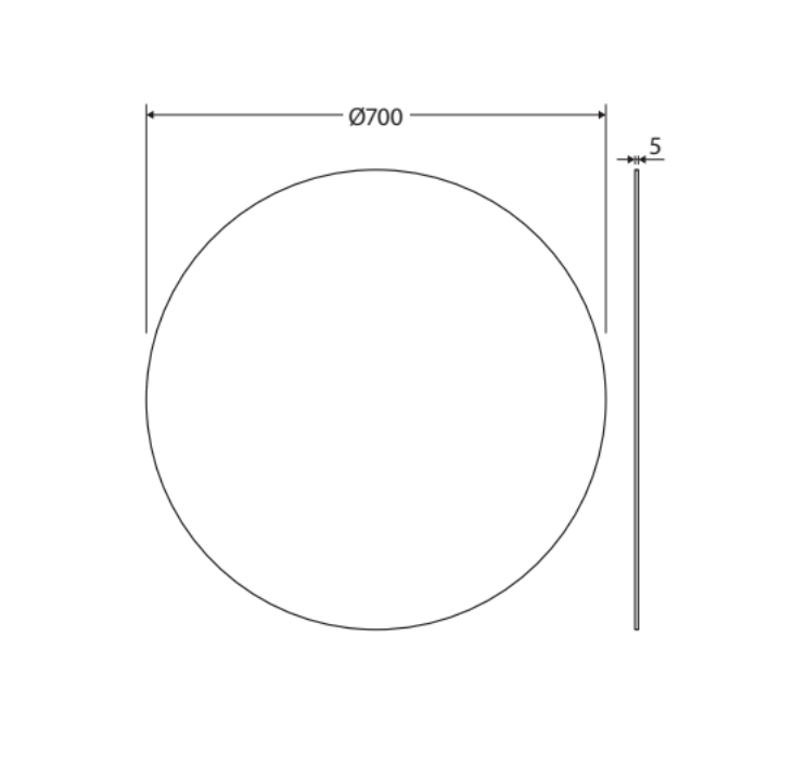 Fienza PEM700R Round Mirror, 700mm