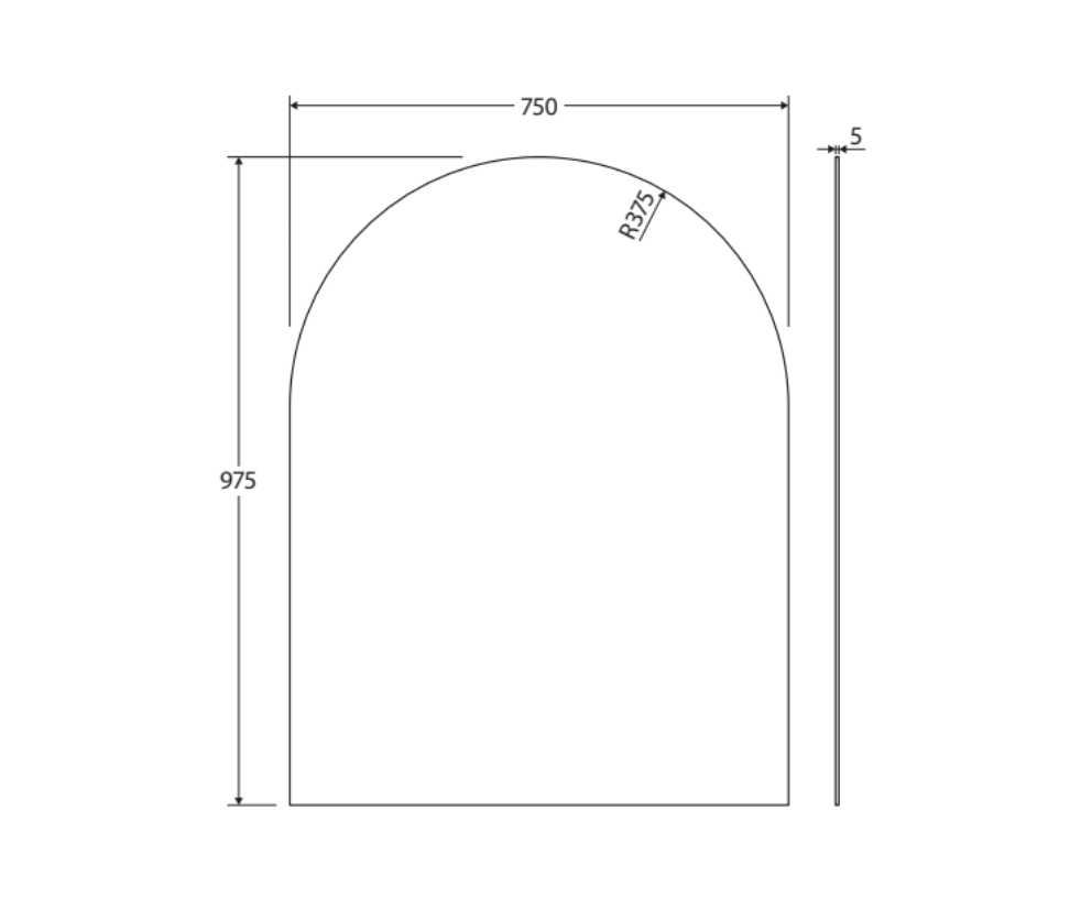 Fienza PEM750A Arch Mirror, 750 x 975mm