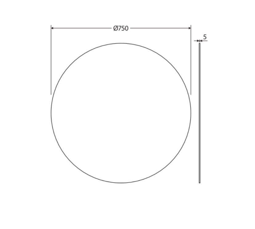 Fienza PEM750R Round Mirror, 750mm